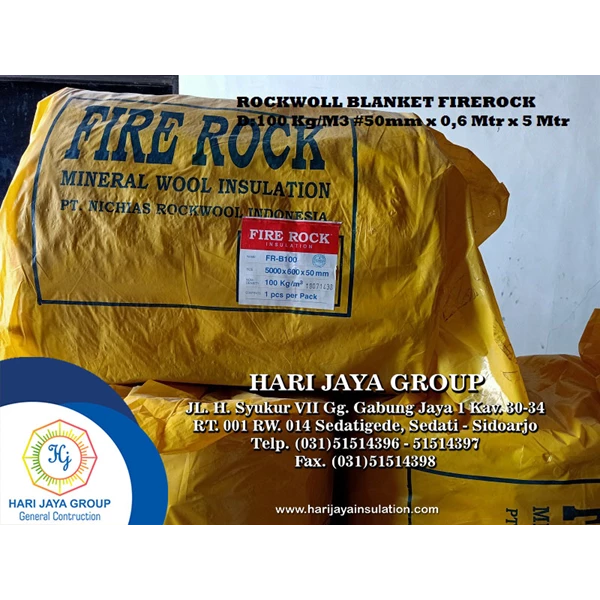 Rockwool Blanket Fire Rock D100 kg/m3 Tebal 50MM