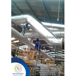 Steam Pipe Insulation Services Material Styrophore Thickness 5cm + Alsheet 0.7mm Straight Pipe 4 Inch 18 ml + Elbow 4 Inch